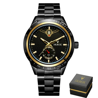 SKROX Luxury Sapphire Stainless Steel Automatic Movement Mechanical Clockwork Man Watch Military Waterproof Men's Wrist Watches