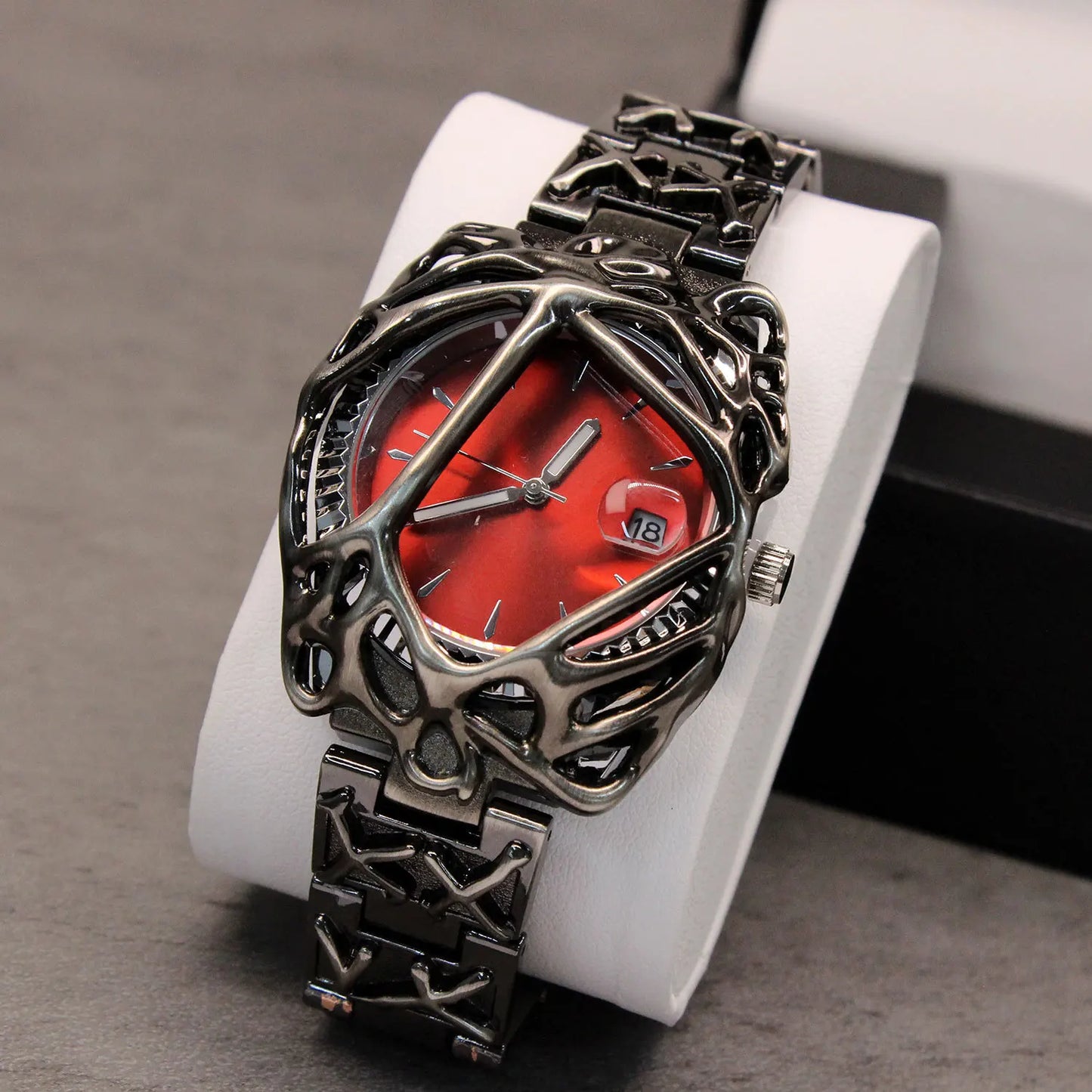 Unique Minimalism Men's Watches Irregular Dial Design Fashion Casual Street Punk Gothic Y2k Wristwatch for Men Black Color Gift