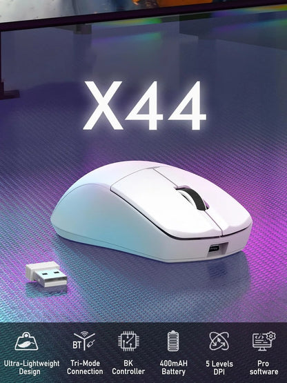 E-YOOSO X44 Lite Tri-Mode Rechargeable Wireless Mouse, Ultra Lightweight Bluetooth, 2.4G & USB-C Computer Mouse for Laptop, PC & Mac