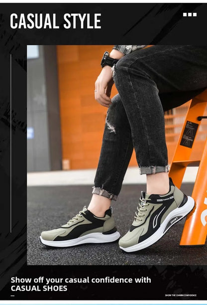 Men's Fashionable Korean Style Lace-Up Casual Running Shoes Comfortable Breathable Thick Bottom Sports Sneakers