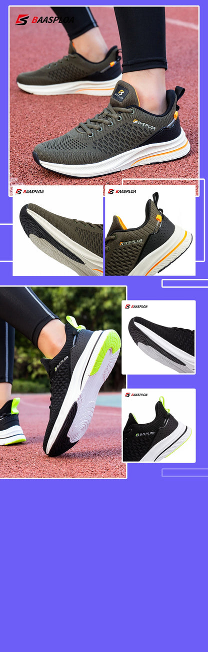 Ténis de corrida para homem Baasploa – Ténis casuais de malha, leves e de design, para corrida, respiráveis, com atacadores, para caminhada desportiva
