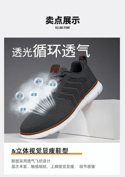 Casual Sneaker Shoes Breathable Men's Walking Mesh Soft Sole Outdoor Anti Slip Travel Comfortable Running Shoes Tenis Masculino