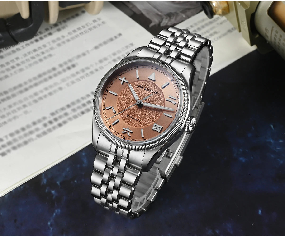 San Martin 39.5mm Retro Chinese Characters Indices Dial Men Pilot Watch YN55 100M Waterproof BGW-X1 Luminous SN0033C