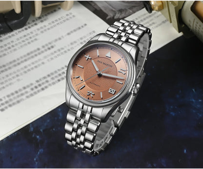San Martin 39.5mm Retro Chinese Characters Indices Dial Men Pilot Watch YN55 100M Waterproof BGW-X1 Luminous SN0033C