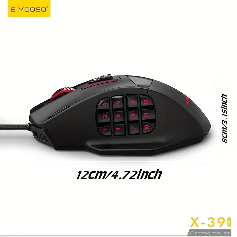 E-YOOSO X-39PRO Wired Gaming Mouse with Side Keys, Newly Upgraded Sensor SG8960, Ergonomic Mouse, Esports Mouse, Optical Mouse
