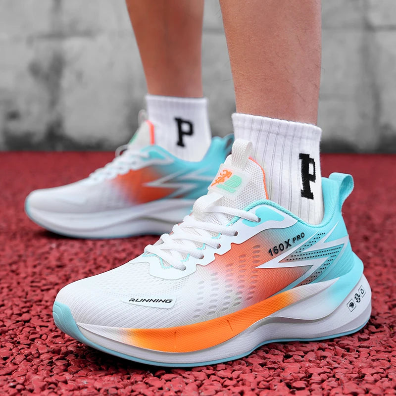 Brand Men's Carbon Plate Running Shoes Soft Cushion Shock Absorbing Sports Shoes Unisex Sneakers Light Anti-Slip Training Shoes
