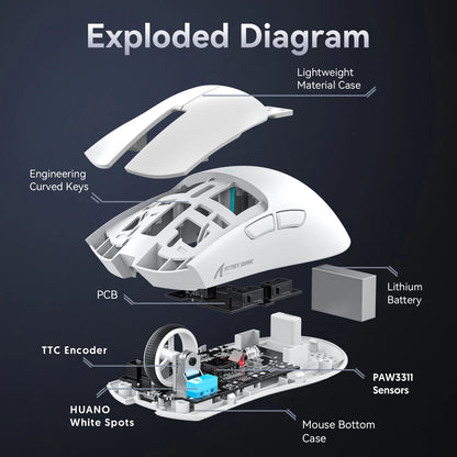 ATTACK SHARK X11 Wireless Gaming Mouse, 22K DPI PAW3311 Tri-Mode Gaming Mouse, Bluetooth 2.4G Wired RGB Lightweight Gaming Mouse