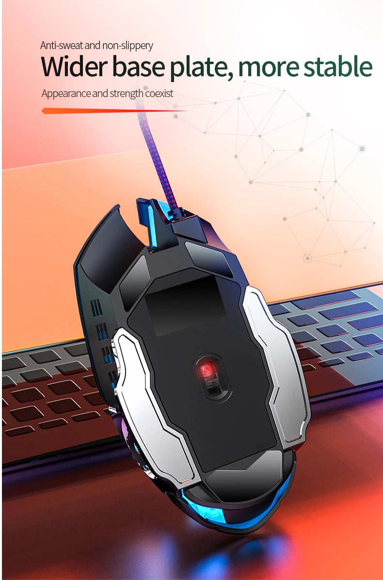 Mouse da gaming cablato USB a 6 pulsanti, retroilluminato, ergonomico, DPI regolabile, ottico, per PC gamer e computer desktop