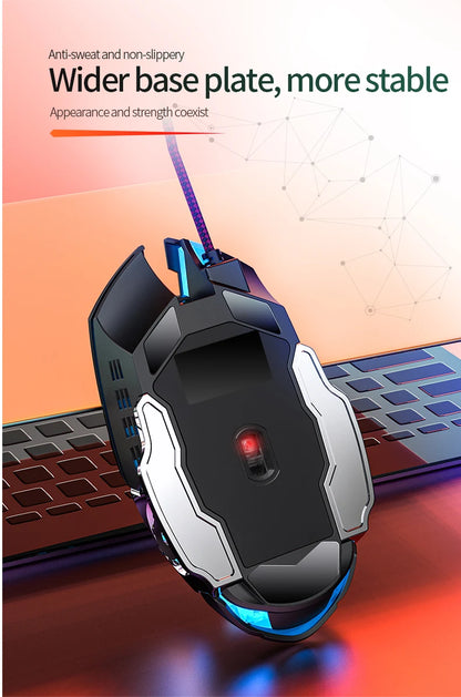 Mouse da gaming cablato USB a 6 pulsanti, retroilluminato, ergonomico, DPI regolabile, ottico, per PC gamer e computer desktop