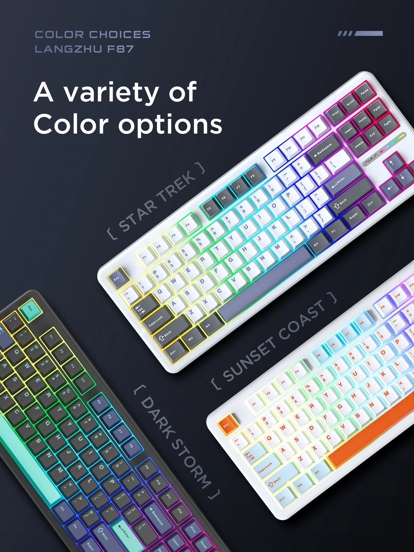 Original AULA F87 Pro Mechanical Keyboard Wireless USB Bluetooth Tri Mode 87 Key RGB PBT Gasket Laptop Gamer PC Gaming Keyboards