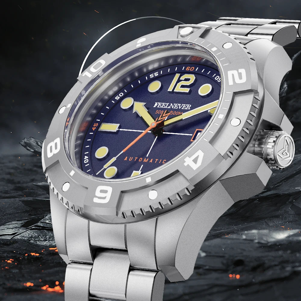 FeelNever Top Brand Luxury Mechanical Watch Profession Casual Sport Stainless Steel Automatic Men's Watches Fashion Wristwatches