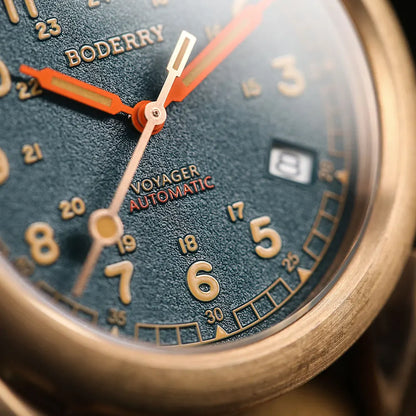 Boderry VOYAGER Field Watches Bronze Case Automatic For Seiko NH35 Watch 100M Waterproof Clock Military Vintage Wristwatch Mens