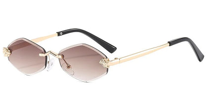 Frameless Rhombus Personalized Women's Sunglasses,Elegant And Versatile Classic Sunglasses Luxury And High-End Sunglasses UV400.