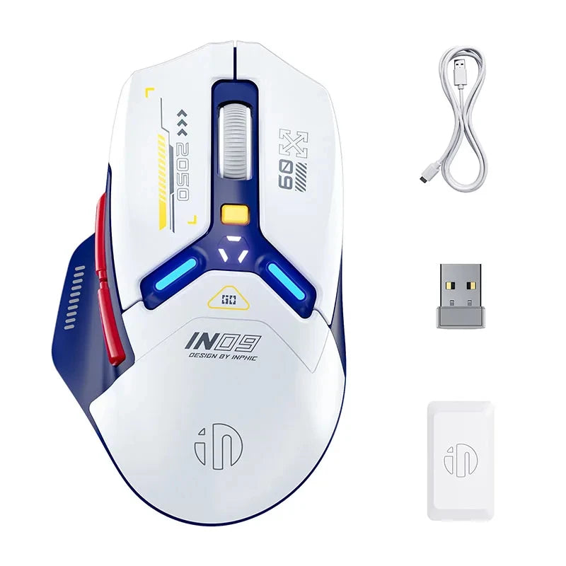INPHIC IN9 Wireless Gaming Mouse Tri-Mode 2.4G Bluetooth & USB-C Wired, 12000 DPI RGB Programmable Gaming Mouse for PC & Laptop