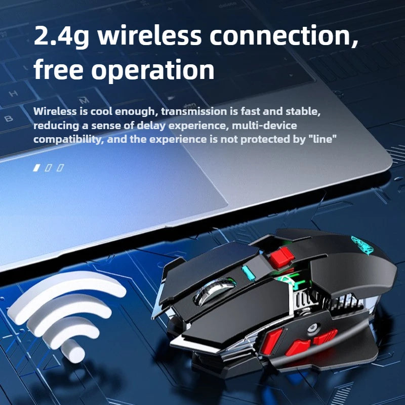 Novo Rato Gaming Sem Fios SC300 2025 2.4G RGB 3200dpi Recarregável, Silencioso e Mecânico, para E-sports, Computador de Secretária e Portátil