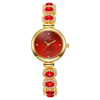 Famous Brand Women's Quartz Watches Luxury Green Gemstone Bracelet Watch Gift Female Wristwatch Dropshipping Relojes Para Mujer