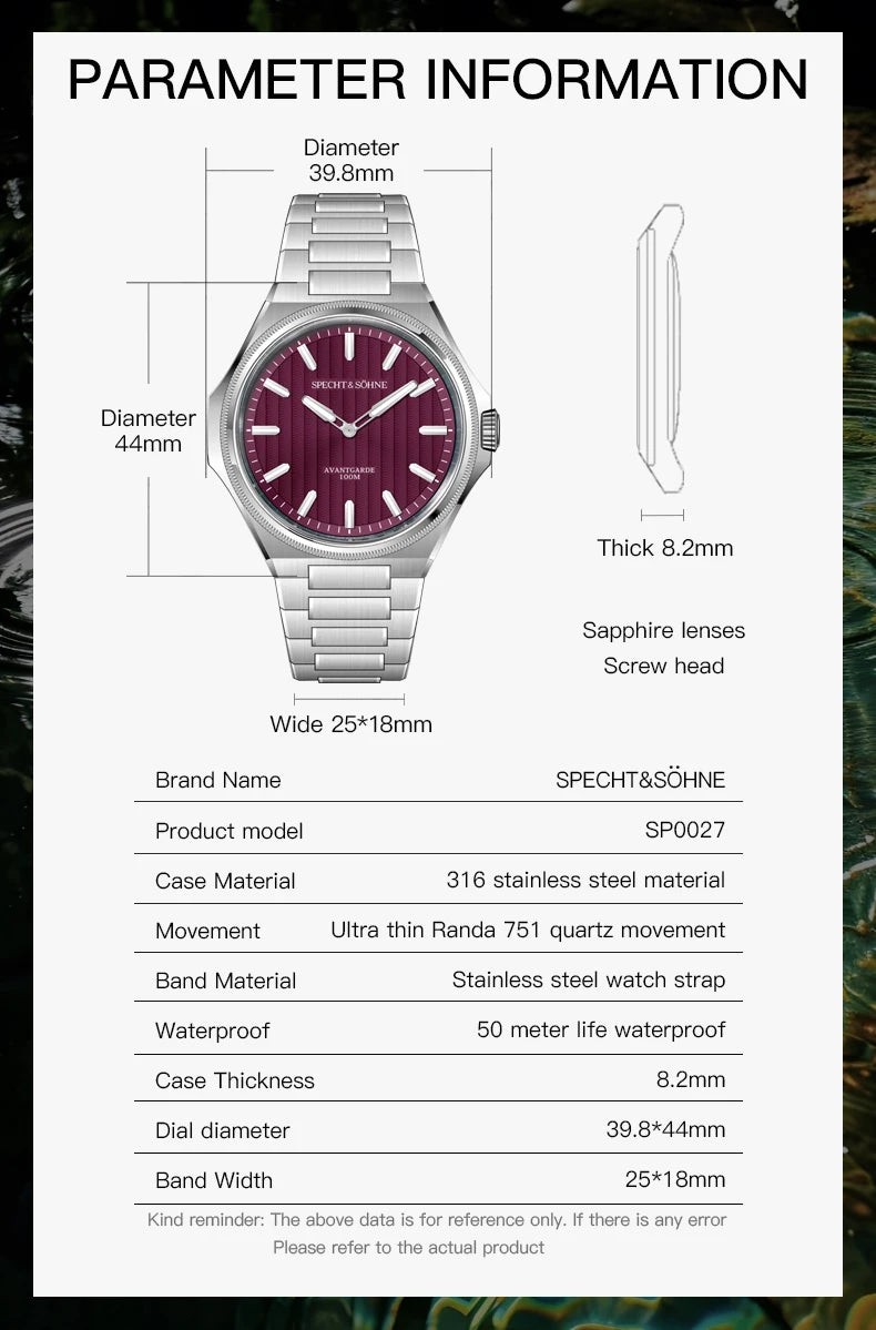Dropshipping 2025 Hot Selling Products Wristwatches For Men Specht & Söhne Ultrathin Male Green Sports Watches 100M Waterproof