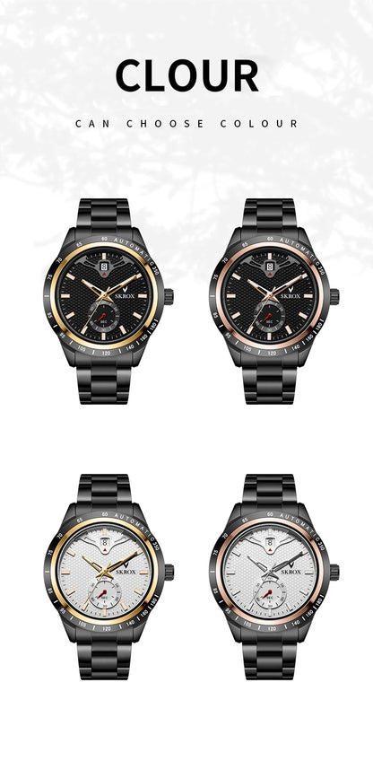 SKROX Luxury Sapphire Stainless Steel Automatic Movement Mechanical Clockwork Man Watch Military Waterproof Men's Wrist Watches