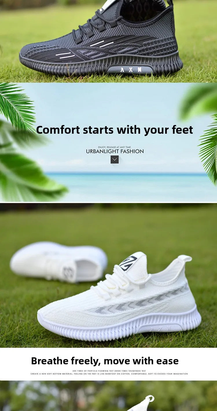 New Summer Men's Shoe Versatile Coconut Shoe Breathable Thin Mesh Casual Slip-On Sports Shoe Comfortable Low Cut round Toe