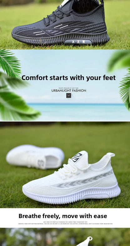 New Summer Men's Shoe Versatile Coconut Shoe Breathable Thin Mesh Casual Slip-On Sports Shoe Comfortable Low Cut round Toe