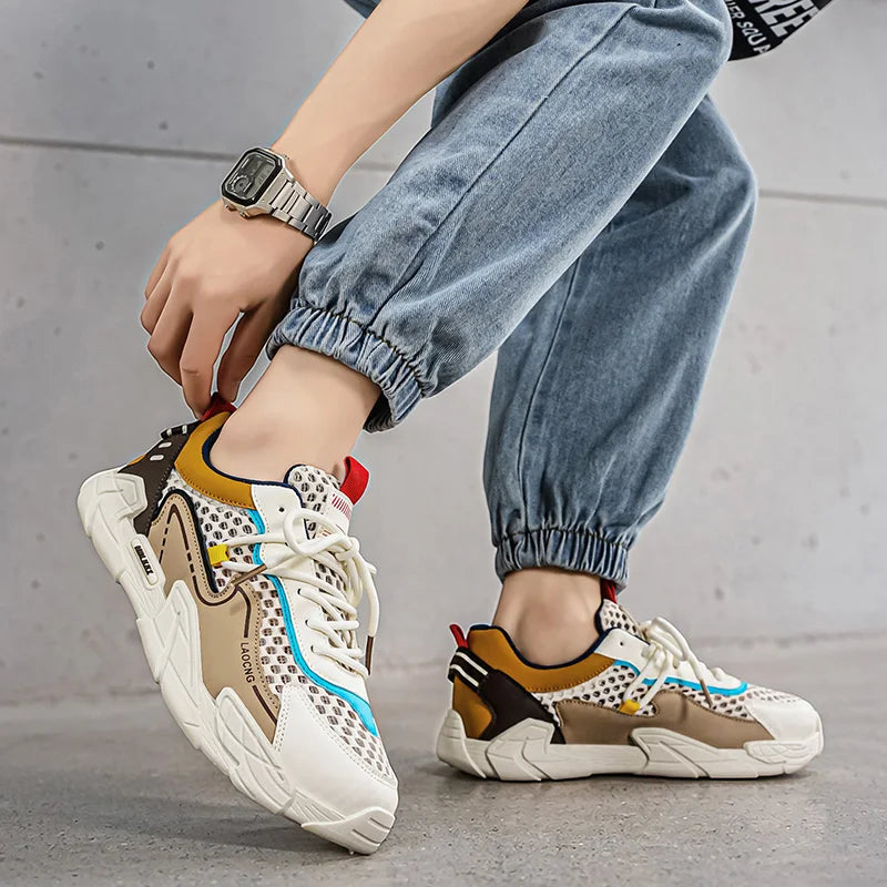 Scarpe sportive da uomo estive in rete, casual e alla moda, con lacci, scarpe da passeggio, nuove, per giovani, comode per gli spostamenti quotidiani, versatili, sneakers