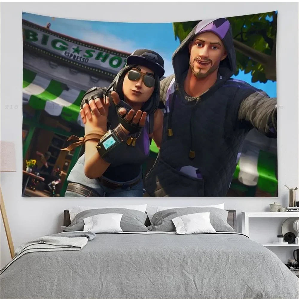 Cartoon Battle Royales F-Fortnites Tapestry Tapestry Art Printing Indian Buddha Wall Decoration Witchcraft Bohemian Home Decor