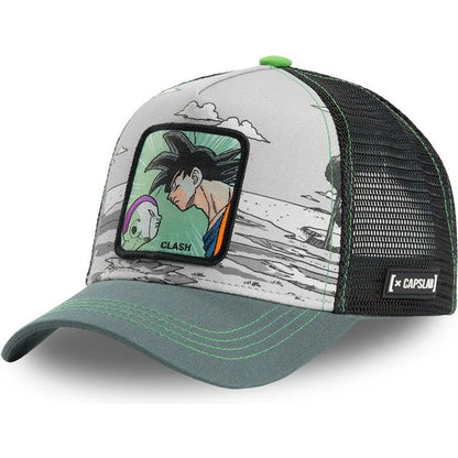 Casquette Dragon Ball Son Goku pour l'été : casquette de voyage à visière, pour homme, brodée, style hip-hop, visière pare-soleil, casquette trucker ajustable en maille