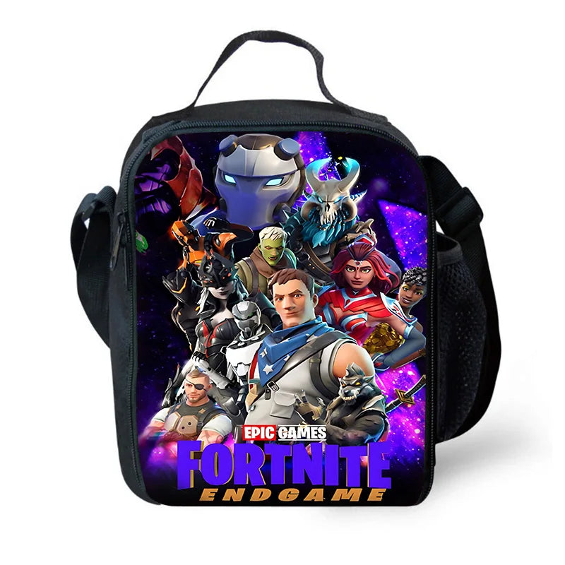 Saco Térmico Infantil F-FortniteS de Grande Capacidade para Rapaz, Menina Gamer e Estudante, para Piqueniques ao Ar Livre, Reutilizável, Isolado, Tipo Lancheira Refrigeradora