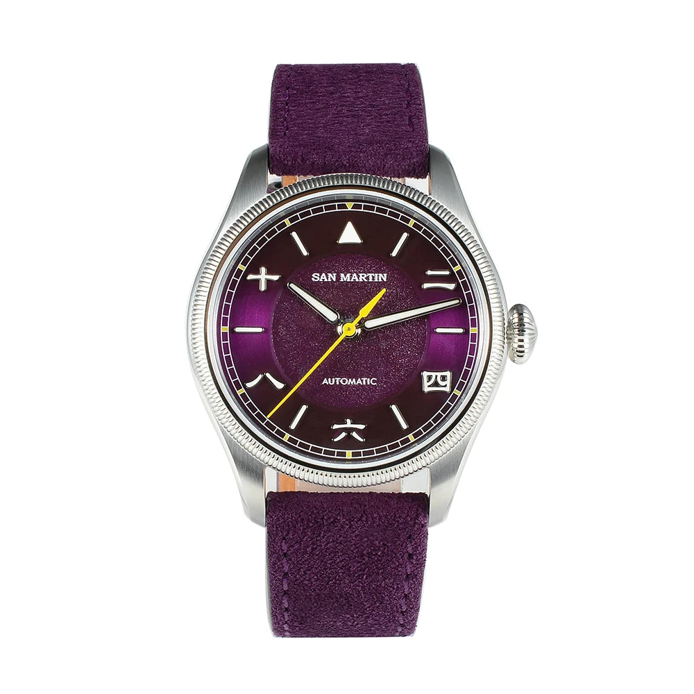 San Martin 39.5mm Retro Chinese Characters Indices Dial Men Pilot Watch YN55 100M Waterproof BGW-X1 Luminous SN0033C