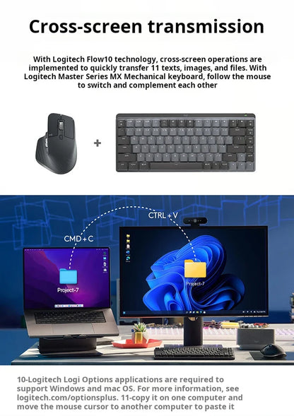 Logitech MX Master 3S Rato Bluetooth Sem Fios para Escritório Profissional Softtone Rato Ergonómico para Escritório Profissional