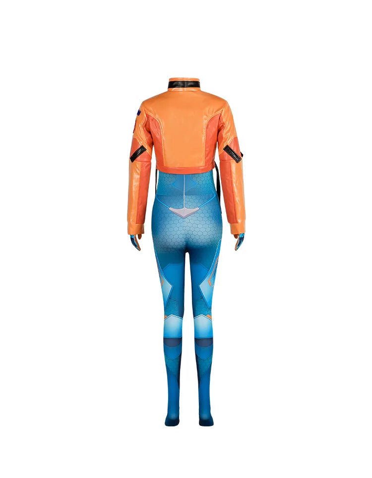 Conjunto completo de cosplay de Juno de Overwatch 2 com peruca e fato, roupa de heroína de suporte para Halloween e Carnaval, Juno Teo Minh, mulher e raparigas