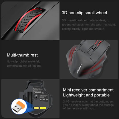 E-YOOSO X-31 USB 2.4G bezprzewodowa duża mysz gamingowa dla dużych dłoni PAW3212 4800 DPI 5 przycisków dla graczy komputer laptop PC