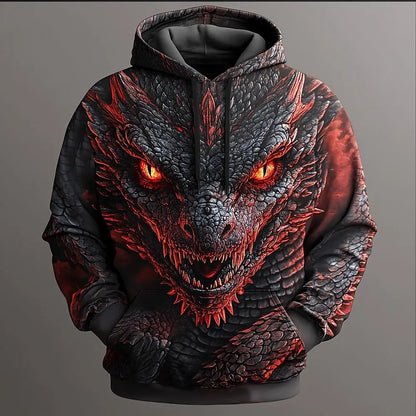Men's Dragon Graphic 3D Hoodies Sweatshirts Cool Daily Long Sleeve Crew Neck Party Holiday Streetwear Fall Winter Tracksuit Coat