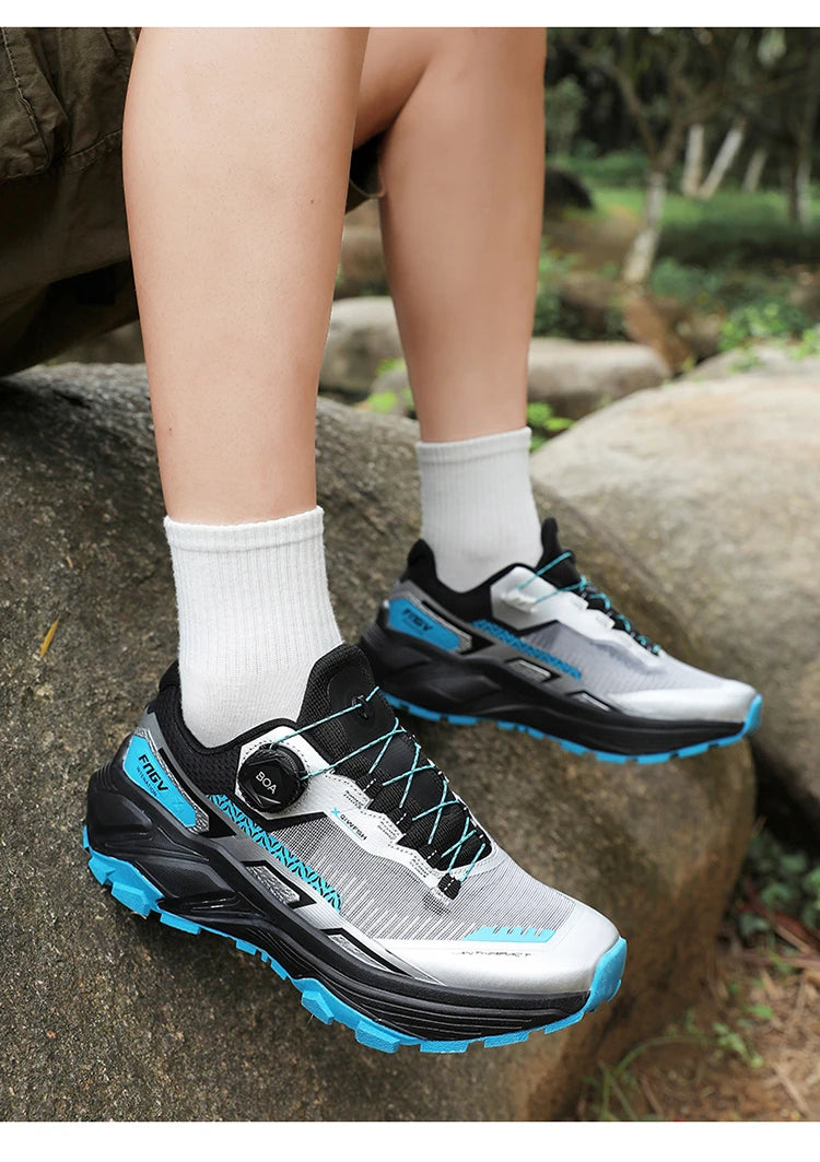 Men's Running Shoes with Rotating Buckle Breathable Mesh Lightweight Sneakers for Men Gym Workout Casual Waterproof Sports Shoes