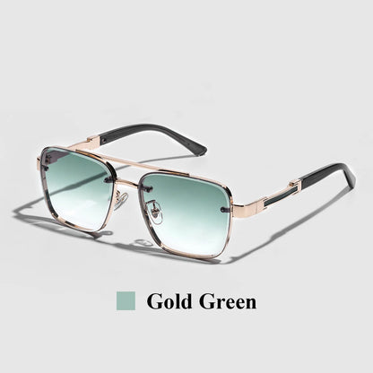 Ruiao Square Mens Designer Sunglasses Metal Frame Gradient Luxury Shades UV400 Rectangle Pilot Sun Glasses for Men