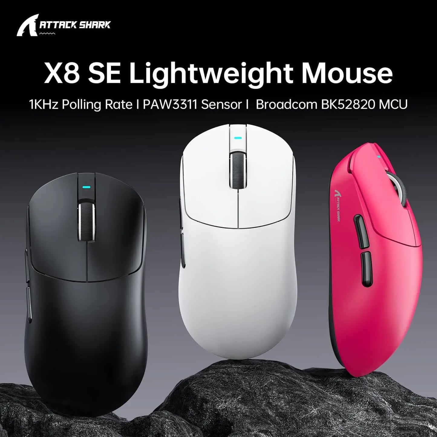 ATTACK SHARK X8 SE Superlight Wireless Gaming Mouse 55g, Tri-Mode Gaming Mouse, 25000 DPI, PAW3311 Sensor, Programmable RGB Gaming Mouse