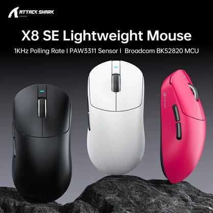 ATTACK SHARK X8 SE Superlight Wireless Gaming Mouse 55g, Tri-Mode Gaming Mouse, 25000 DPI, PAW3311 Sensor, Programmable RGB Gaming Mouse