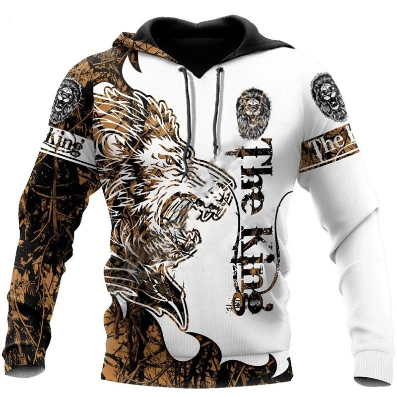 Fashion Autumn lion,wolf Hoodies White Tiger Skin 3D All Over Printed Mens Sweatshirt Unisex Pullover Casual Jacket