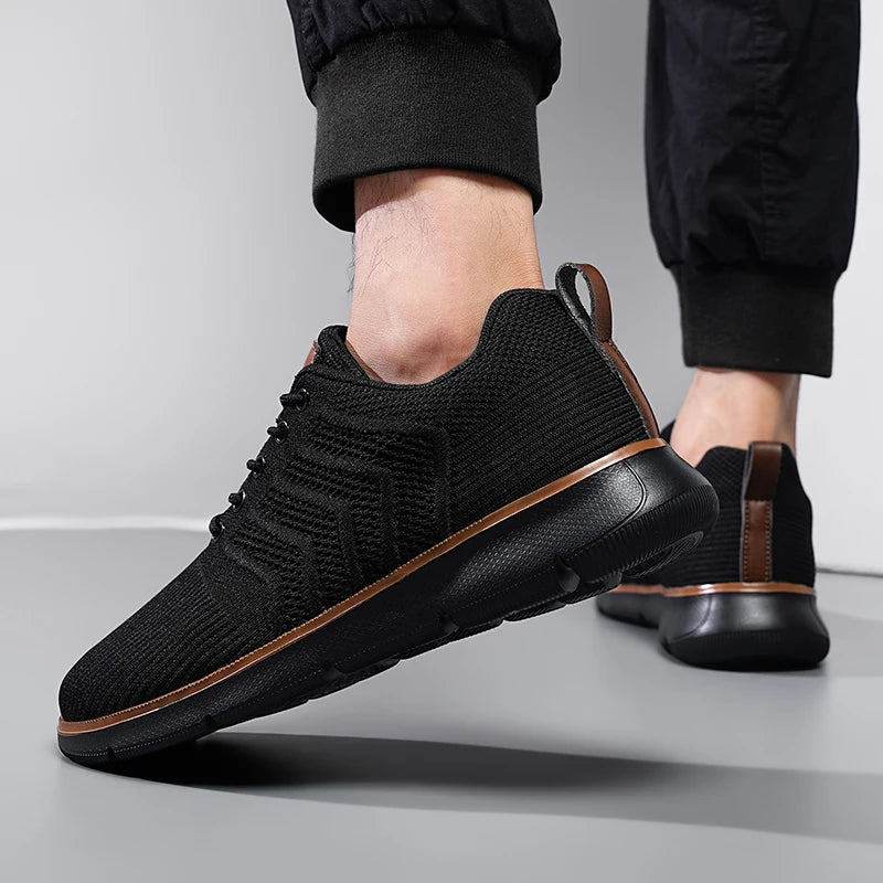 Casual Sneaker Shoes Breathable Men's Walking Mesh Soft Sole Outdoor Anti Slip Travel Comfortable Running Shoes Tenis Masculino