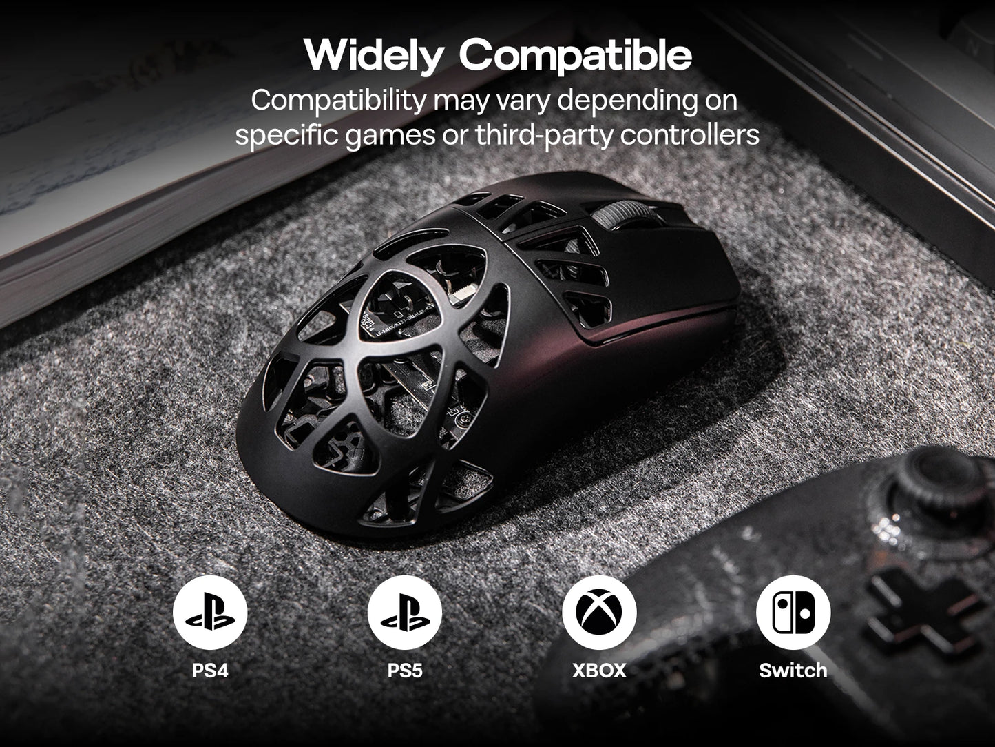 Rato Gaming Sem Fios EPOMAKER Carbon X com Fio/2.4G/BT, 400 a 30,000 DPI Ajustáveis, Sensor PAW3950, para PC/Mac/Linux