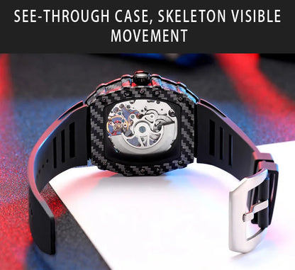 Fully automatic skeleton mechanical watch, fashionable personality, luxury hot men's watch, casual business watch