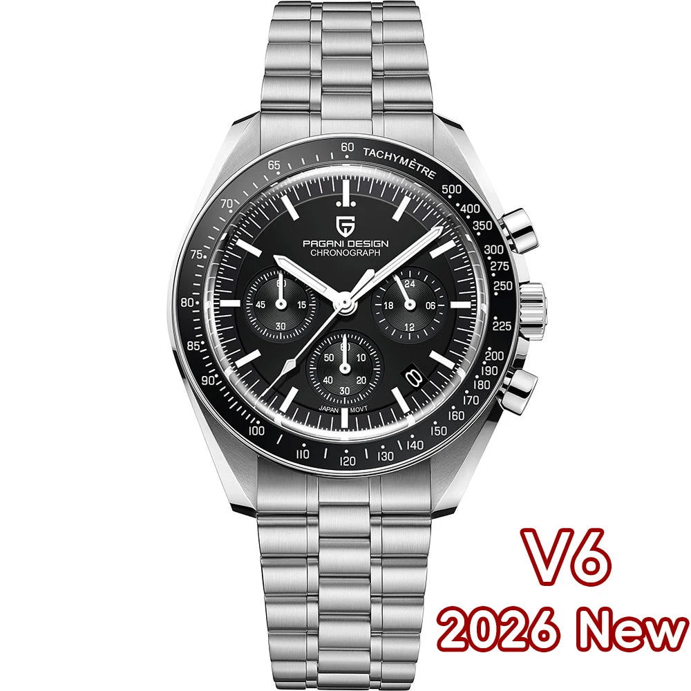 PAGANI DESIGN 2026 New Mens Watches Panda Moon Watch Luxury Quartz Watch For Men Automatic Date Sport Chronograph Wristwatch Men