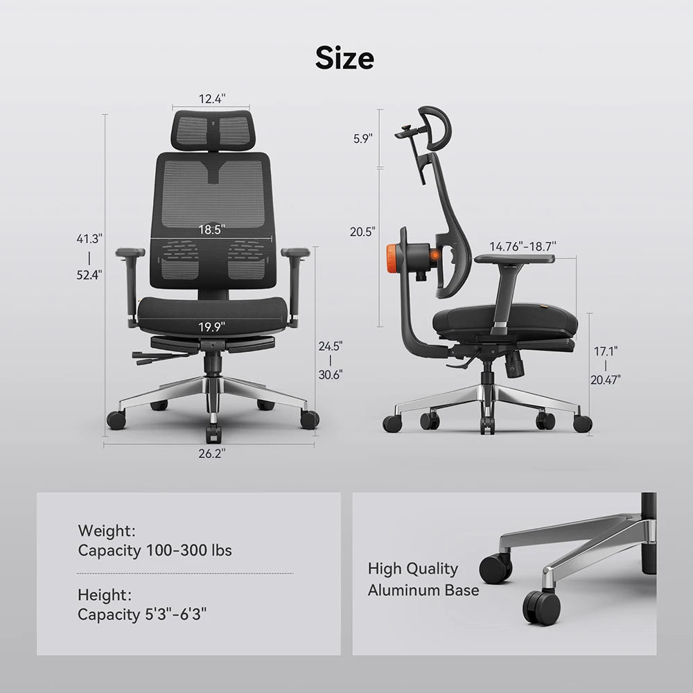 NEWTRAL MagicH-BPro Ergonomic Chair with Footrest Auto Following Backrest Headrest Adaptive Lower Back Support Adjustable Armrest