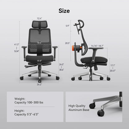 NEWTRAL MagicH-BPro Ergonomic Chair with Footrest Auto Following Backrest Headrest Adaptive Lower Back Support Adjustable Armrest