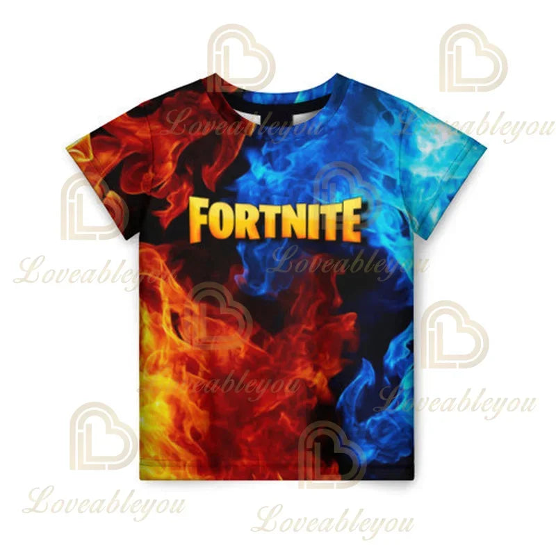 New Fortnite Summer T Shirt Boys Cartoon Cute Tee Short Sleeve Shirt Men Women Children Tshirts Teenager Tee Streetwear Tops