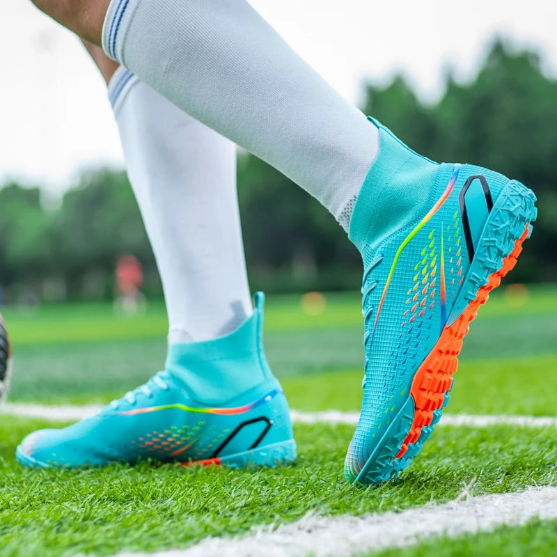 New Men Soccer Shoes Men Grass Breathable Soft Outdoor Football Shoes Cleats Long Spikes Comfortable Training Sport Shoes Men