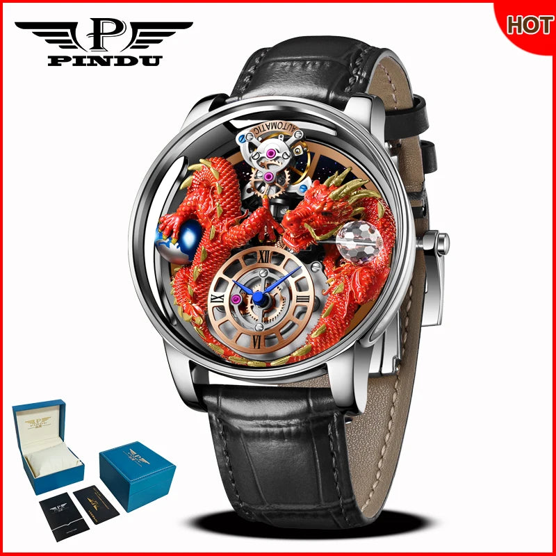 Relógio masculino PINDU Design 2025 NOVO Diamond Tourbillion, relógio de luxo Astronomia de marca premium, quartzo, vidro de safira, impermeável