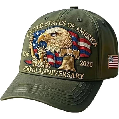 1pc United States 250th Anniversary Baseball Caps for Women,Washed Retro Design,Handmade Embroidery Hat for Parties,Adjustable