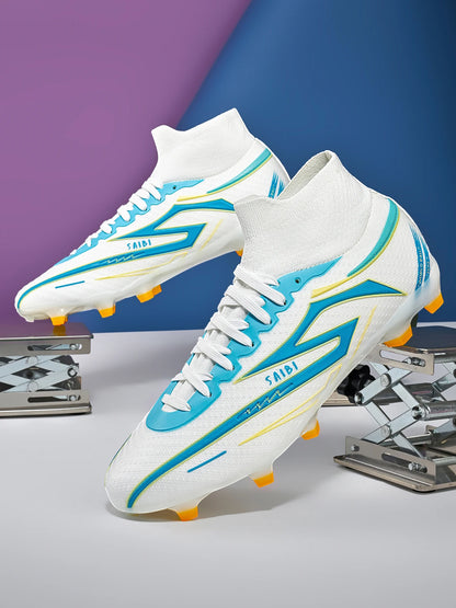 AG/FG Long Studs Soccer Shoes，PU Fabric Mixed Upper，TPU Sole Wear Resistant Anti Slip，Men Women Kids Youth Outdoor Sports