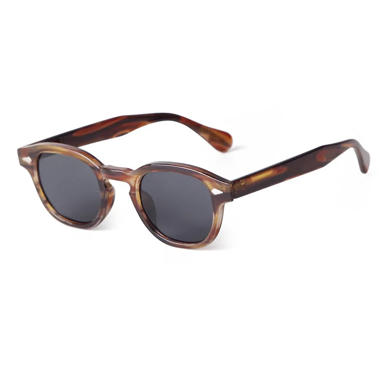 JNPCXI Vintage Round Sunglasses Women Men Retro Rivet Blue Gradient Female Sun Glasses UV400